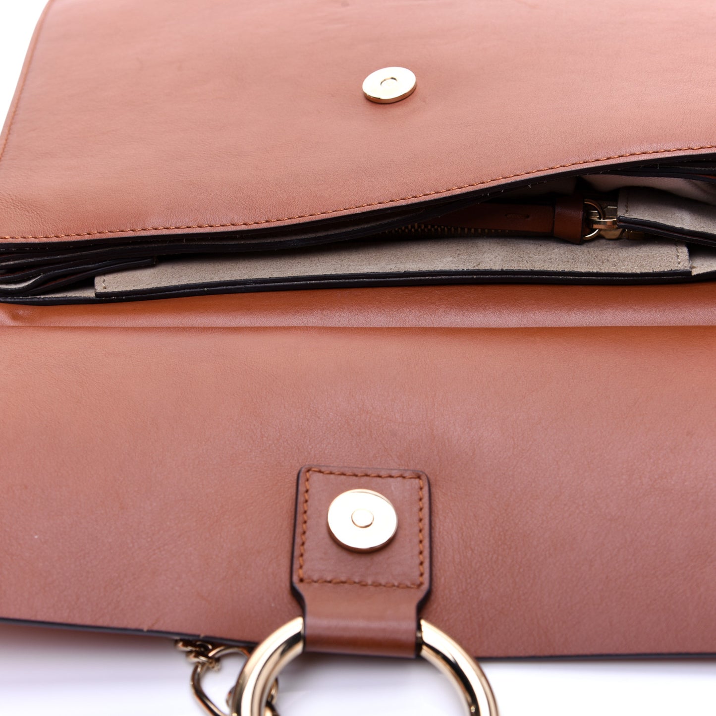 Suede Calfskin Medium Faye Shoulder Bag Tobacco