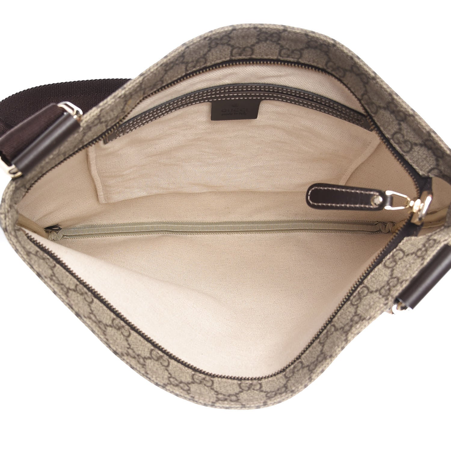 Gucci GG Supreme Monogram Medium Flat Messenger Bag Dark Brown 6 of 10