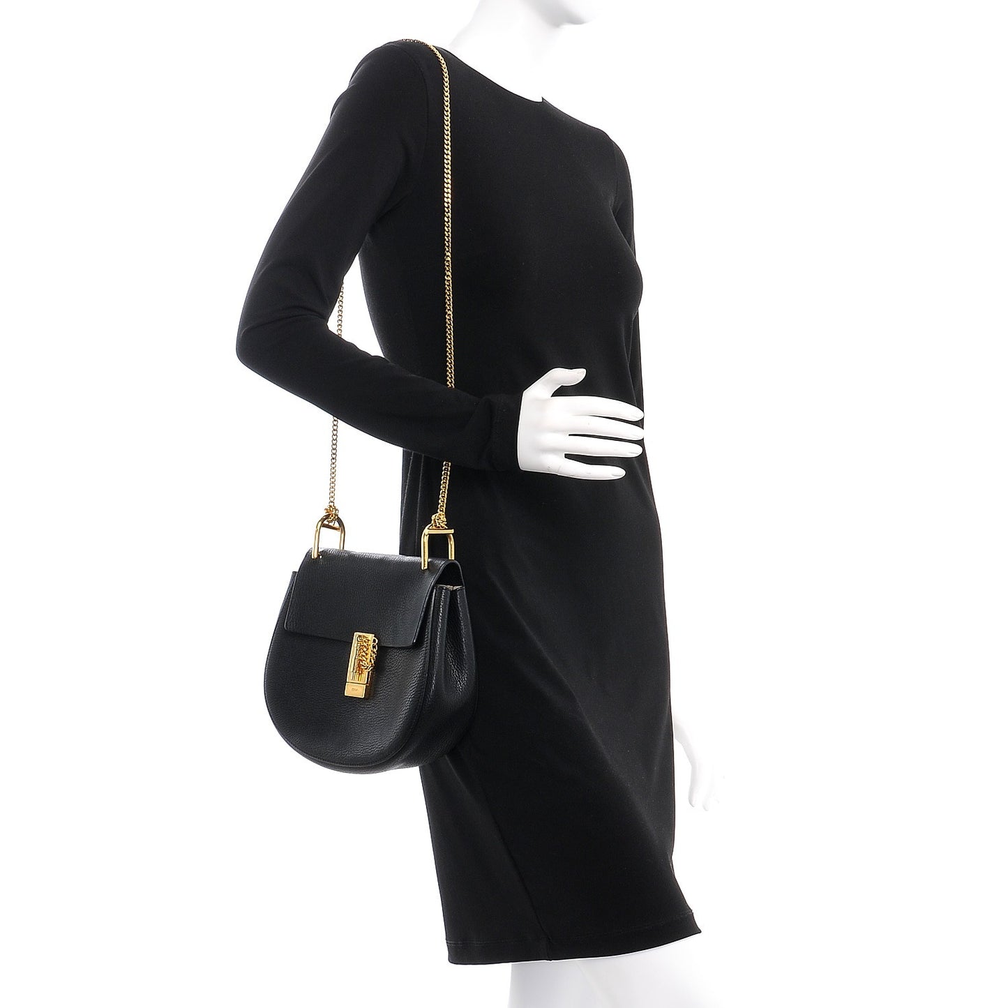 Grained Lambskin Drew Shoulder Bag Black