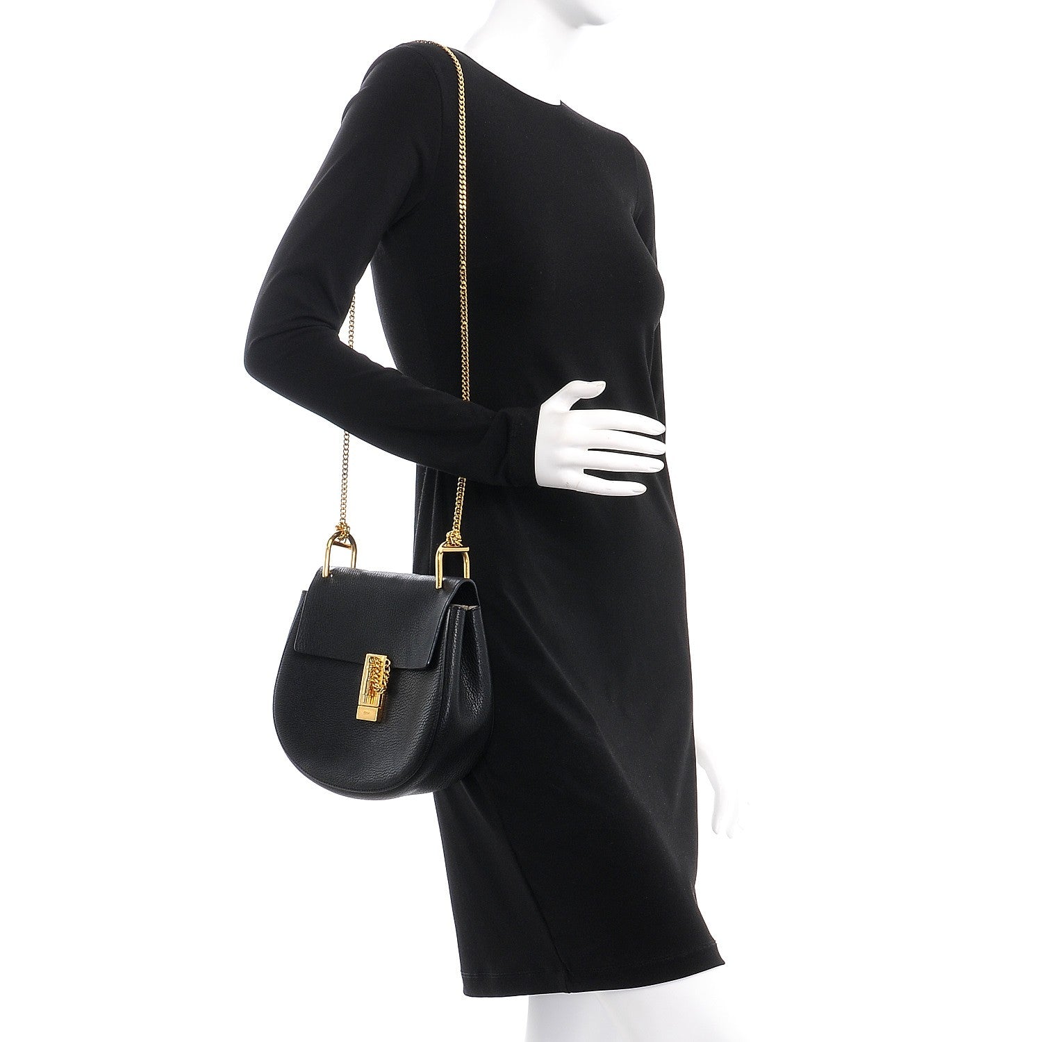 Chloe Grained Lambskin Drew Shoulder Bag Black 2 of 7