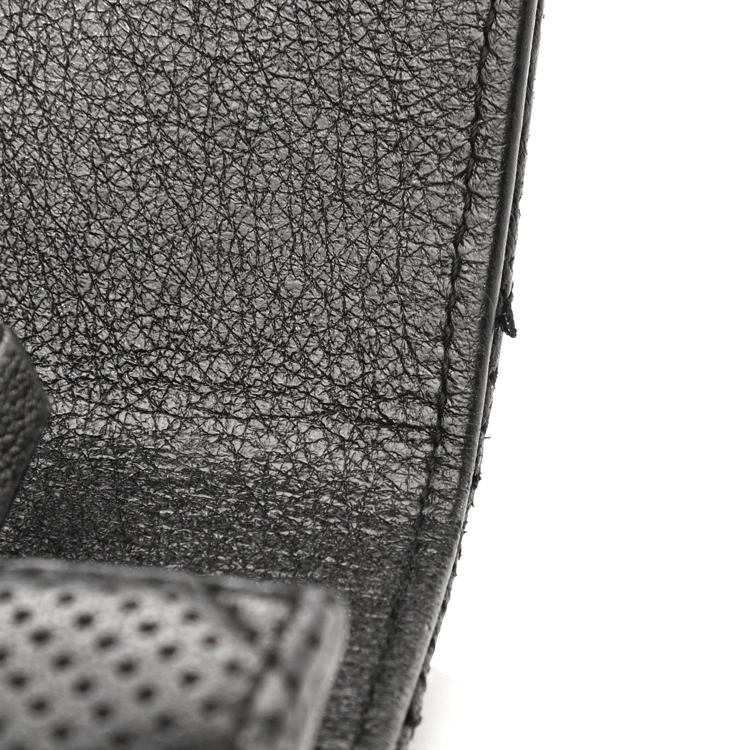 Chanel Perforated Lambskin Quilted Large Gusset Flap Wallet Black 9 of 10