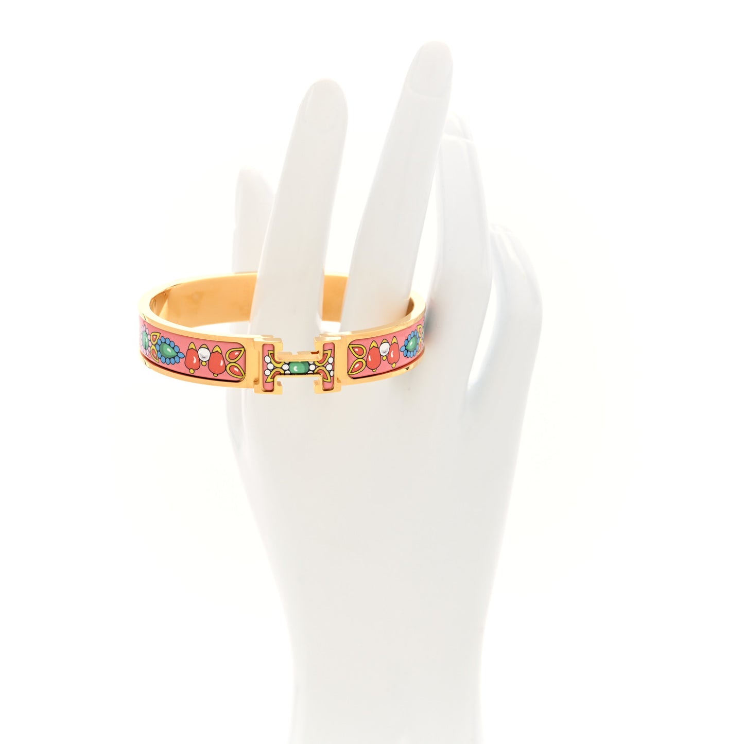 Enamel Printed Parures de Maharajas Narrow Clic Clac H Bracelet GM Tropique