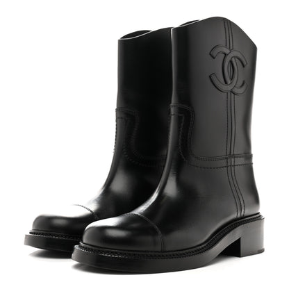 Chanel Calfskin Cap Toe Boots 39 Black 4 of 10