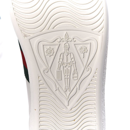 Gucci Calfskin Ayers Bee Embroidered Womens Ace Sneakers 34 White Green 7 of 10