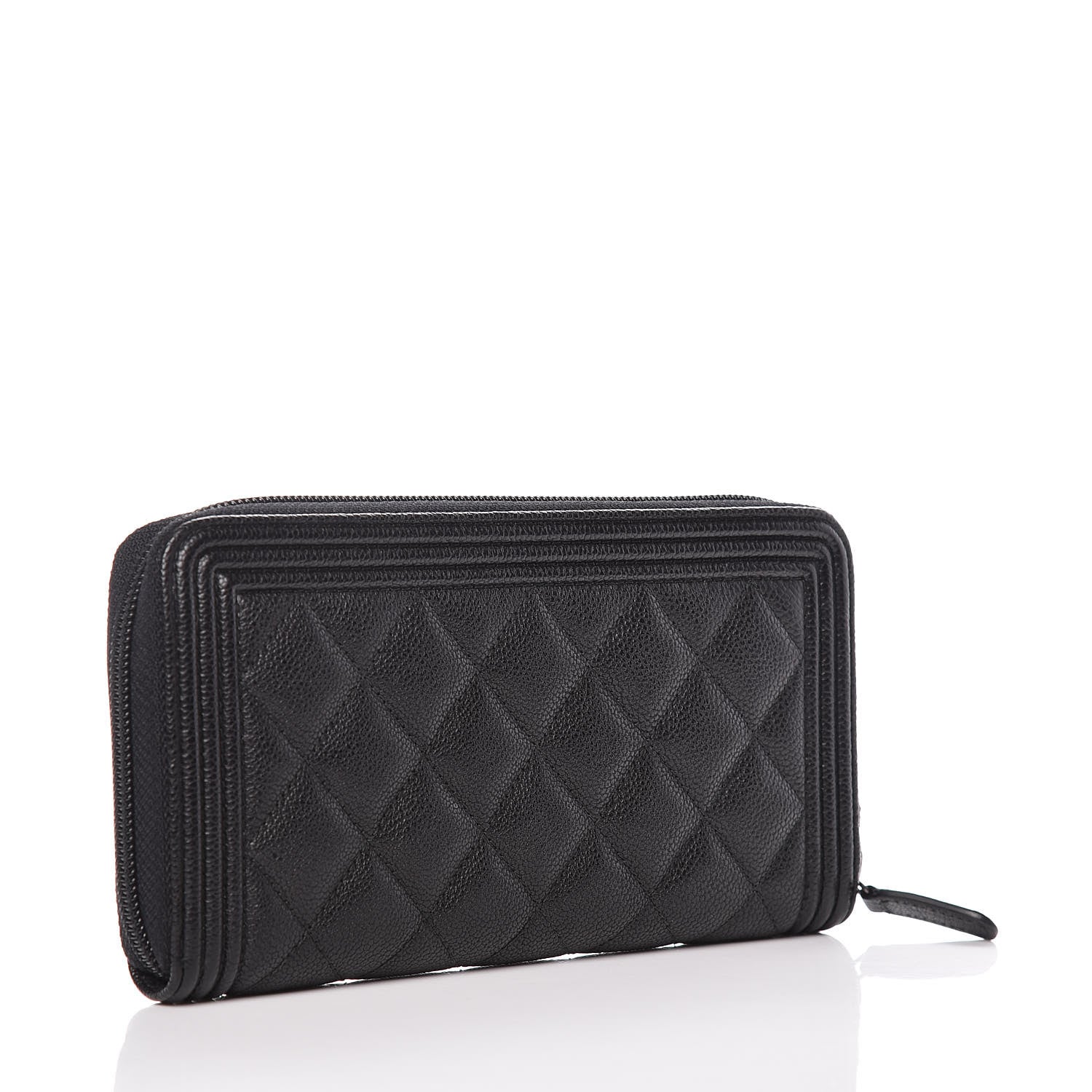 Chanel Caviar Quilted Boy Long Zip Around Wallet Black 3 of 12