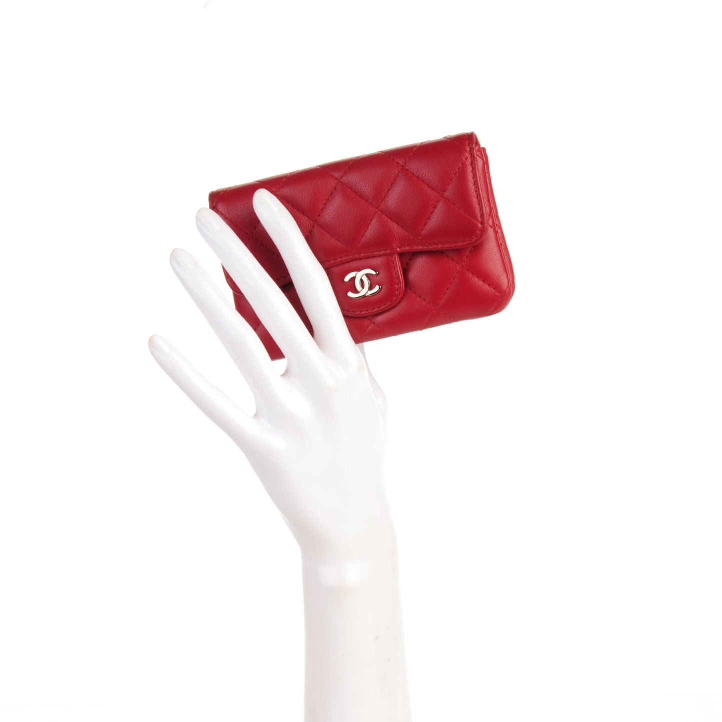 Lambskin Quilted Coin Purse Red