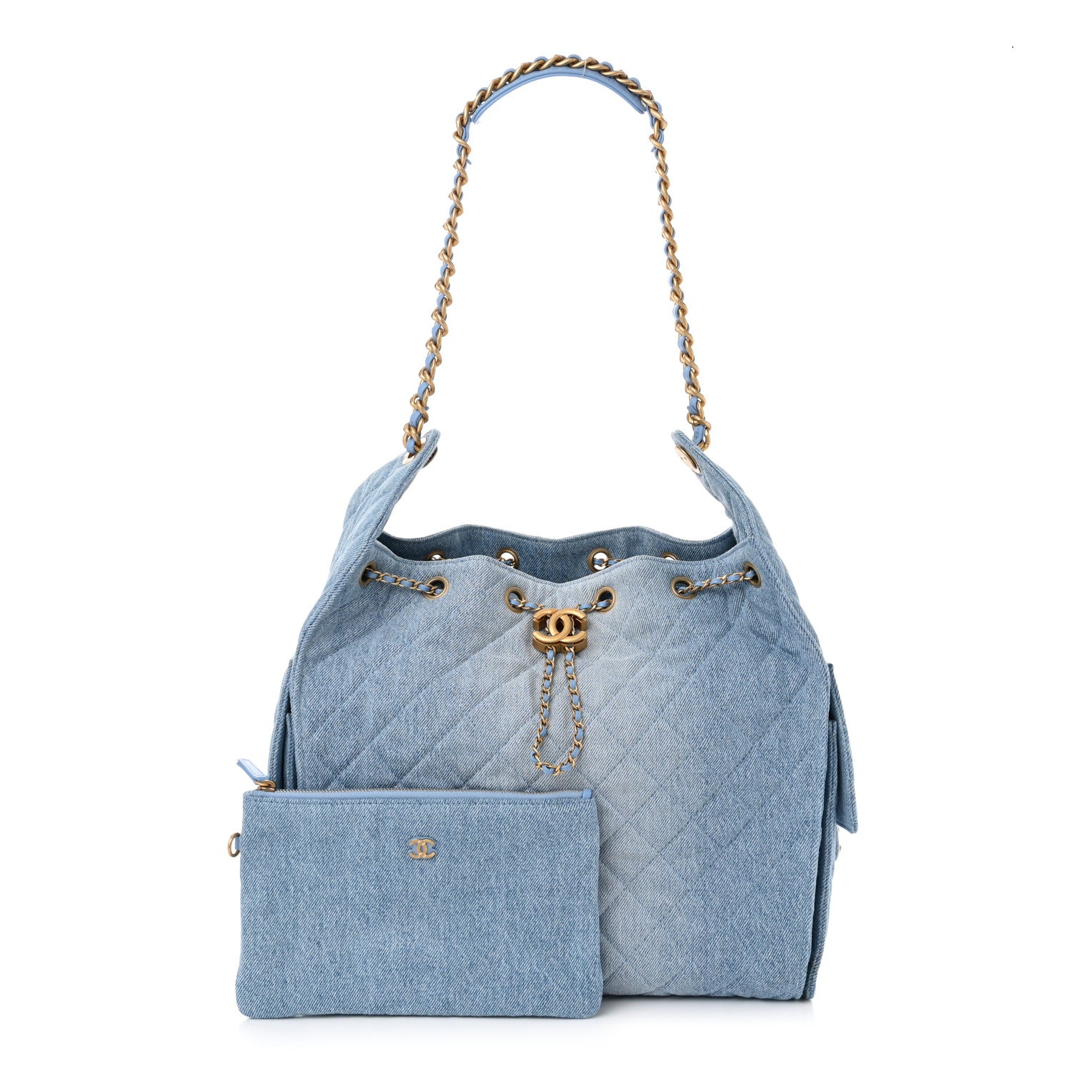 Chanel Washed Denim Quilted Medium Chanel 25 Handbag Blue 1661859