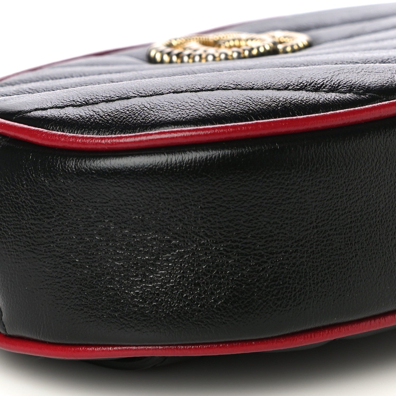 Gucci Azalea Calfskin Matelasse Diagonal Torchon GG Marmont Belt Bag 75 30 Black Romantic Cerise 9 of 10