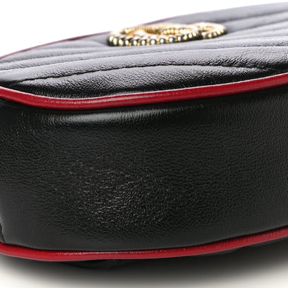 Gucci Azalea Calfskin Matelasse Diagonal Torchon GG Marmont Belt Bag 75 30 Black Romantic Cerise 9 of 10