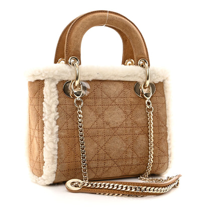 Christian Dior Suede Shearling Cannage Mini Lady Dior Camel 3 of 9