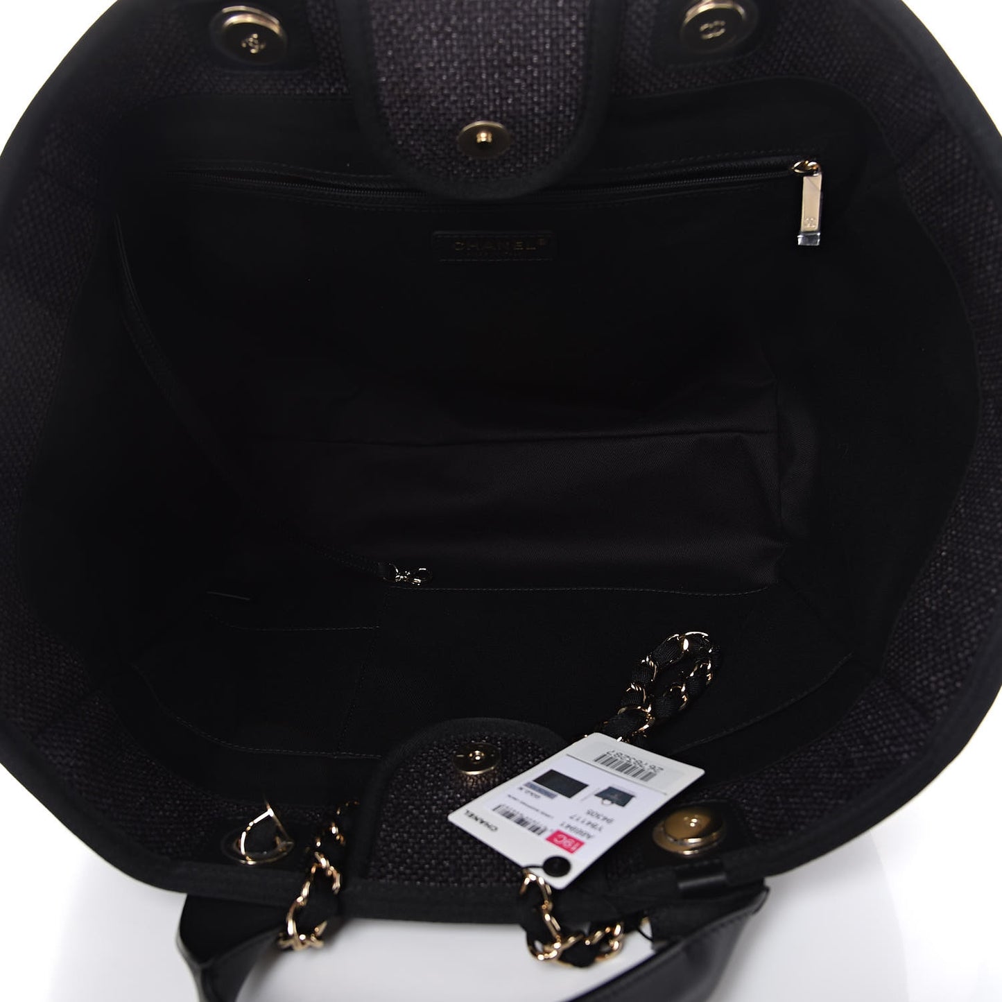 Woven Straw Raffia Large Deauville Tote Black