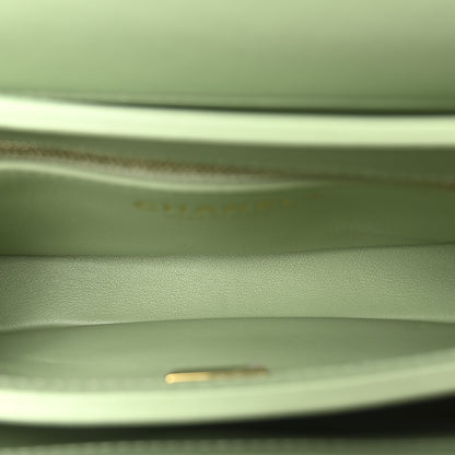 Chanel Lambskin Lacquered Quilted Mini Trendy CC Dual Handle Flap Bag Light Green 5 of 11