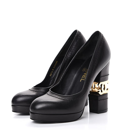 Chanel Calfskin Escarpins CC Pumps 36 Black 3 of 12