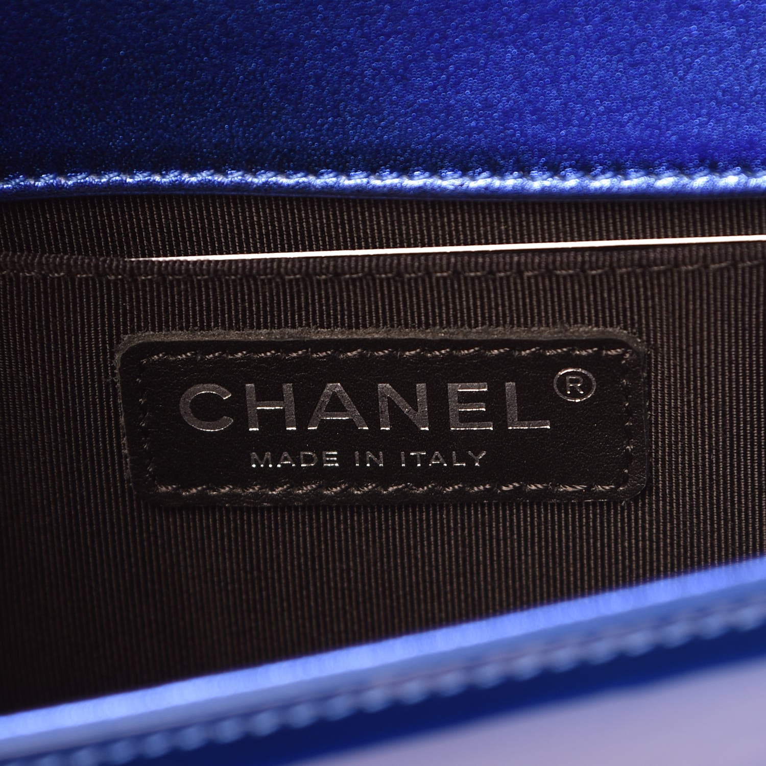 Chanel Metallic Patent Calfskin Quilted Small Boy Flap Blue 6 of 9
