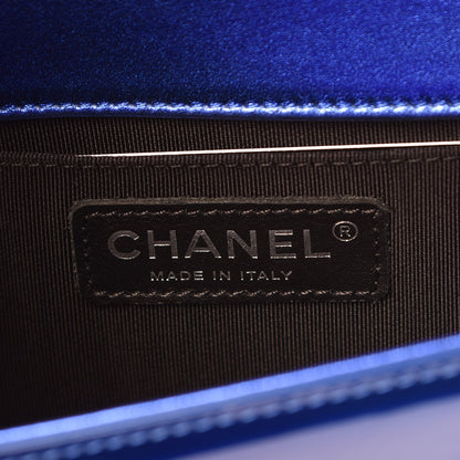 Chanel Metallic Patent Calfskin Quilted Small Boy Flap Blue 6 of 9