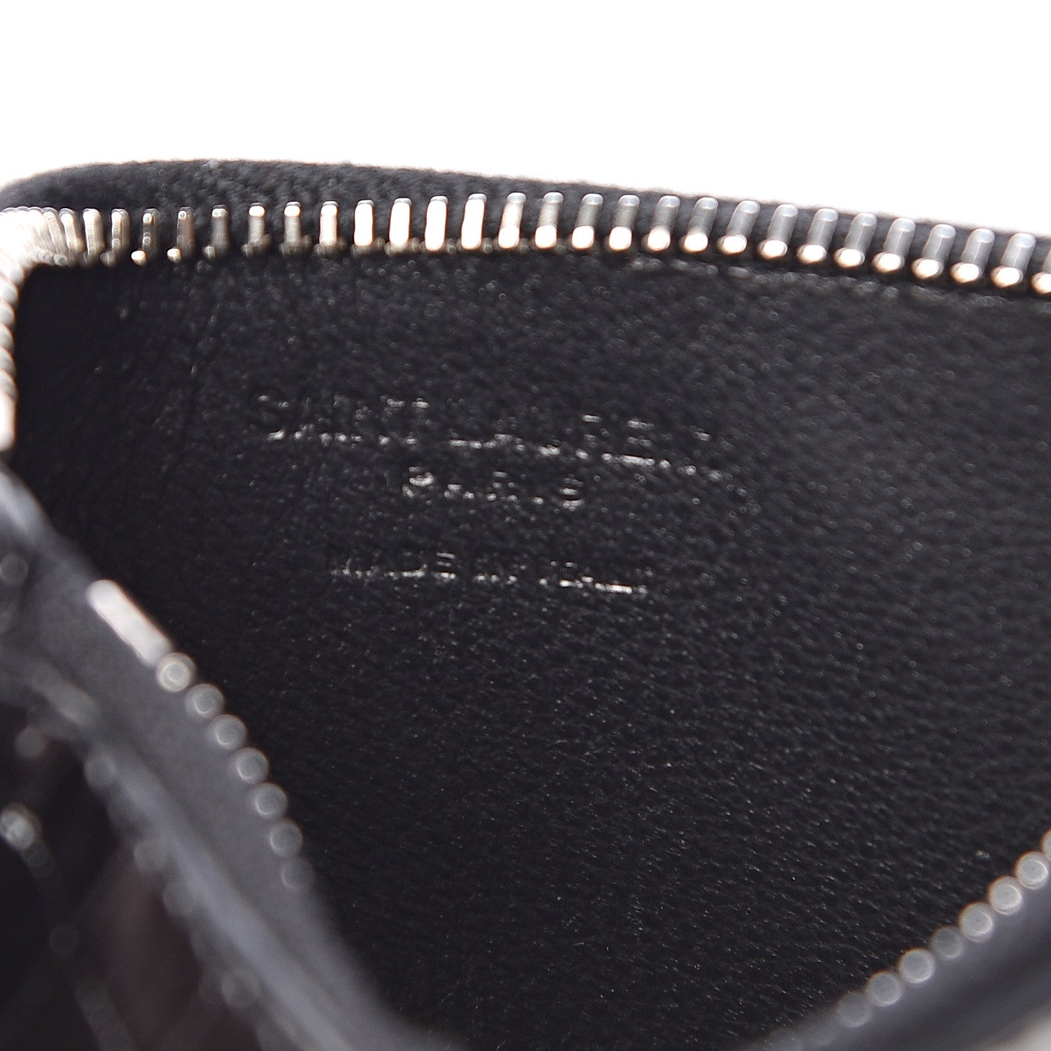 Saint Laurent Calfskin Crocodile Embossed 5 Fragments Zip Pouch Card Holder Black 6 of 8