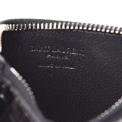 Saint Laurent Calfskin Crocodile Embossed 5 Fragments Zip Pouch Card Holder Black 6 of 8