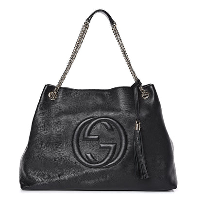 Gucci Pebbled Calfskin Large Soho Chain Shoulder Bag Black 1 of 10