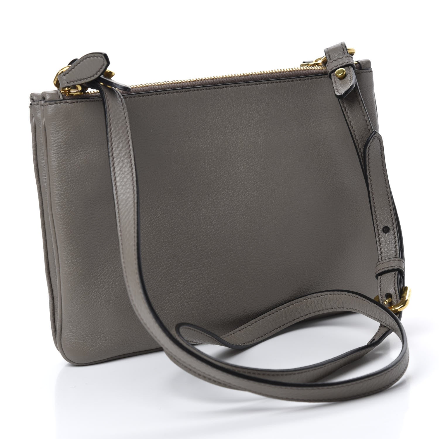 Prada Vitello Phenix Double Zip Crossbody Bag Argilla 3 of 11