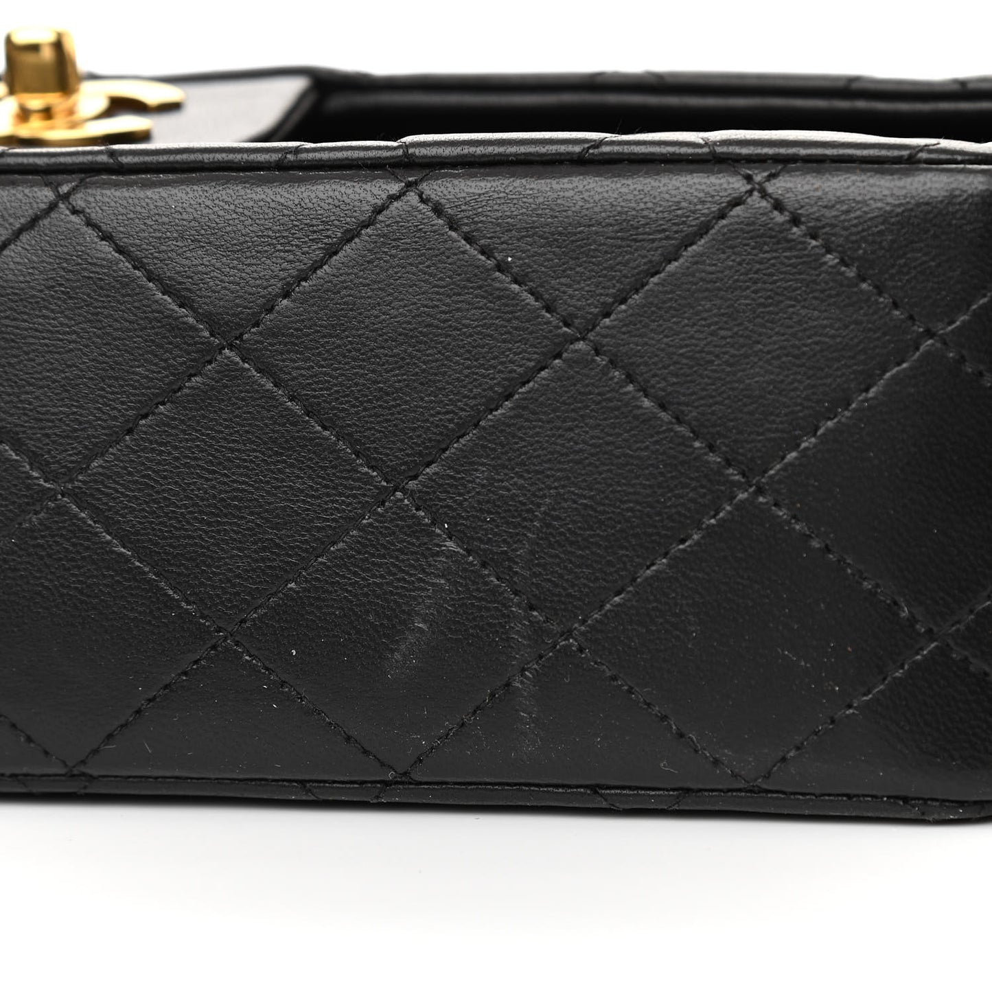 Lambskin Quilted Medium Double Flap Black