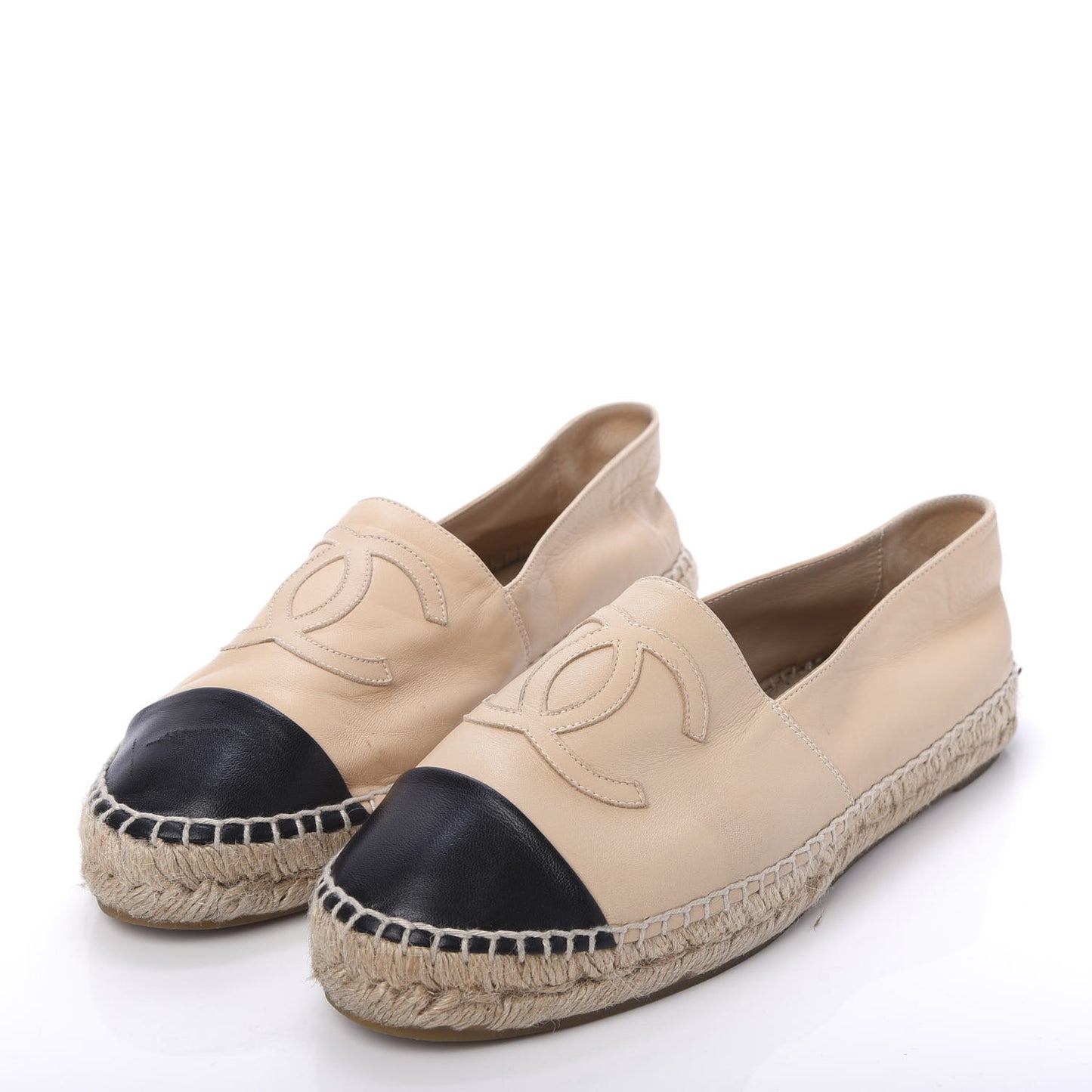 Lambskin CC Espadrilles 38 Beige Black