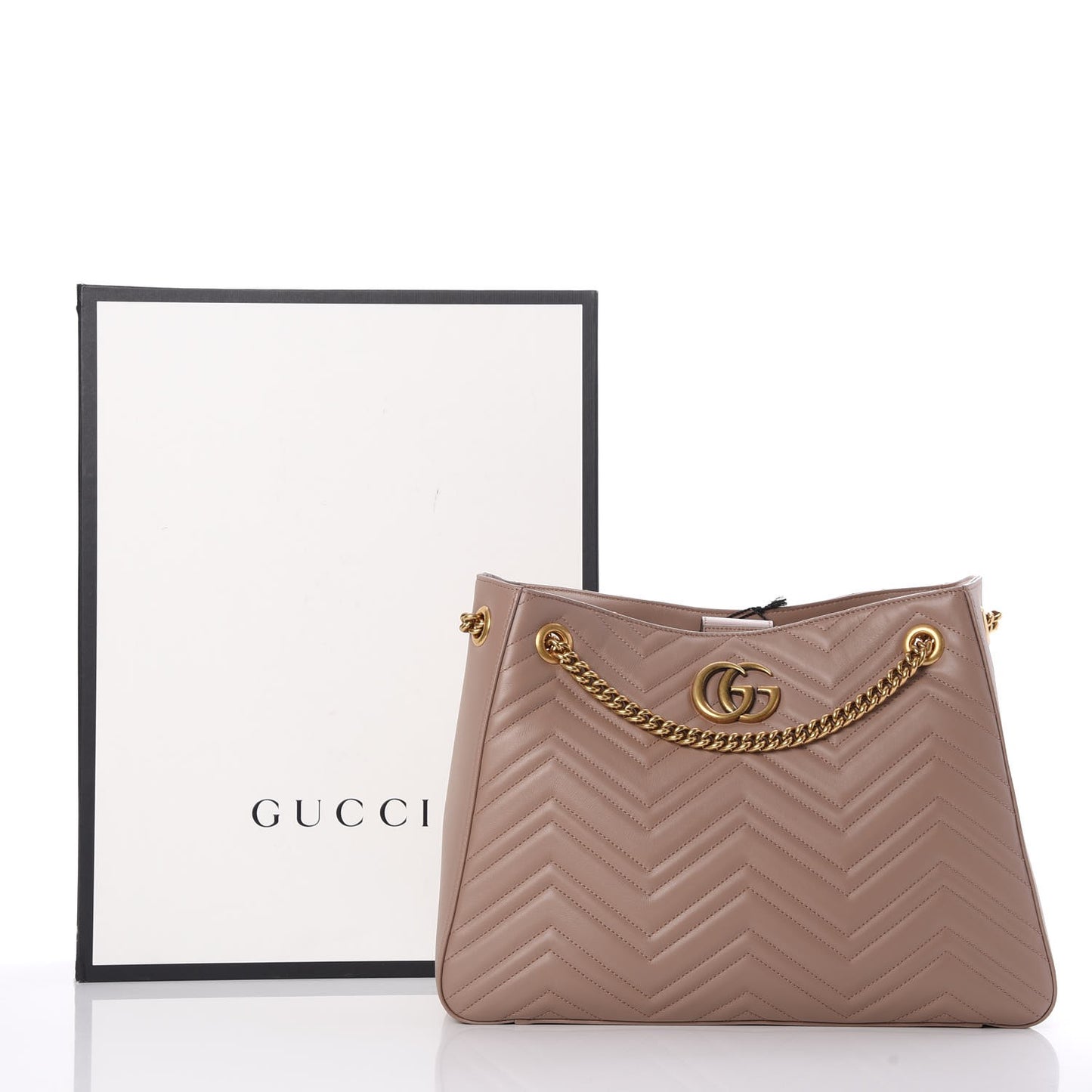 Calfskin Matelasse Medium GG Marmont Shoulder Tote Bag Porcelain Rose
