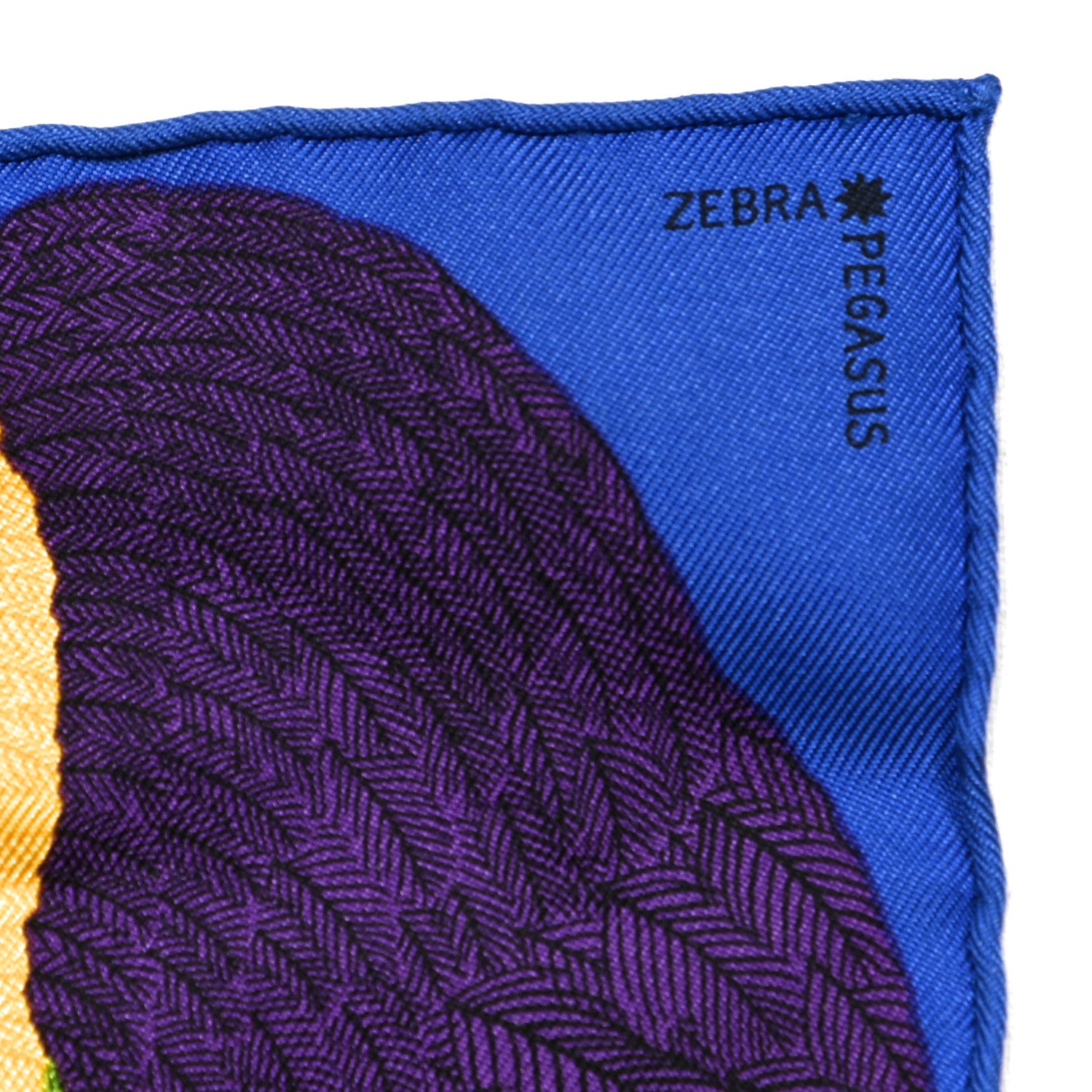 Hermes Silk Zebra Pegasus Nano Scarf 20 Bleu Vif Jaune White 4 of 4