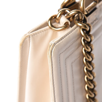 Chanel Glazed Calfskin Boy Tote White 8 of 23
