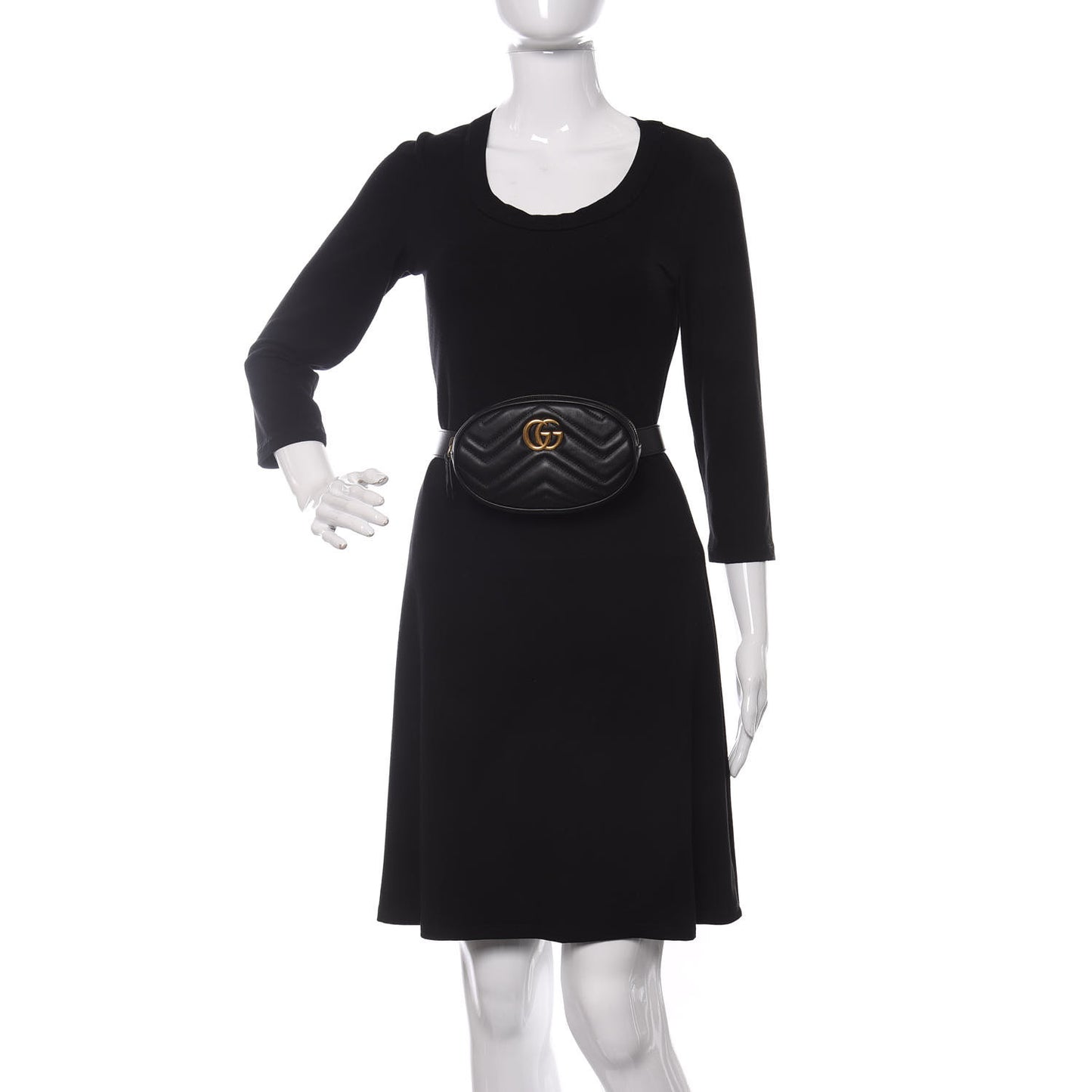 Calfskin Matelasse GG Marmont Belt Bag 95 38 Black