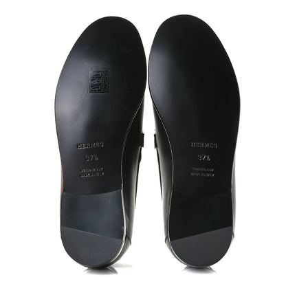Hermes Calfskin Womens Destin Loafer 37.5 Black 8 of 11