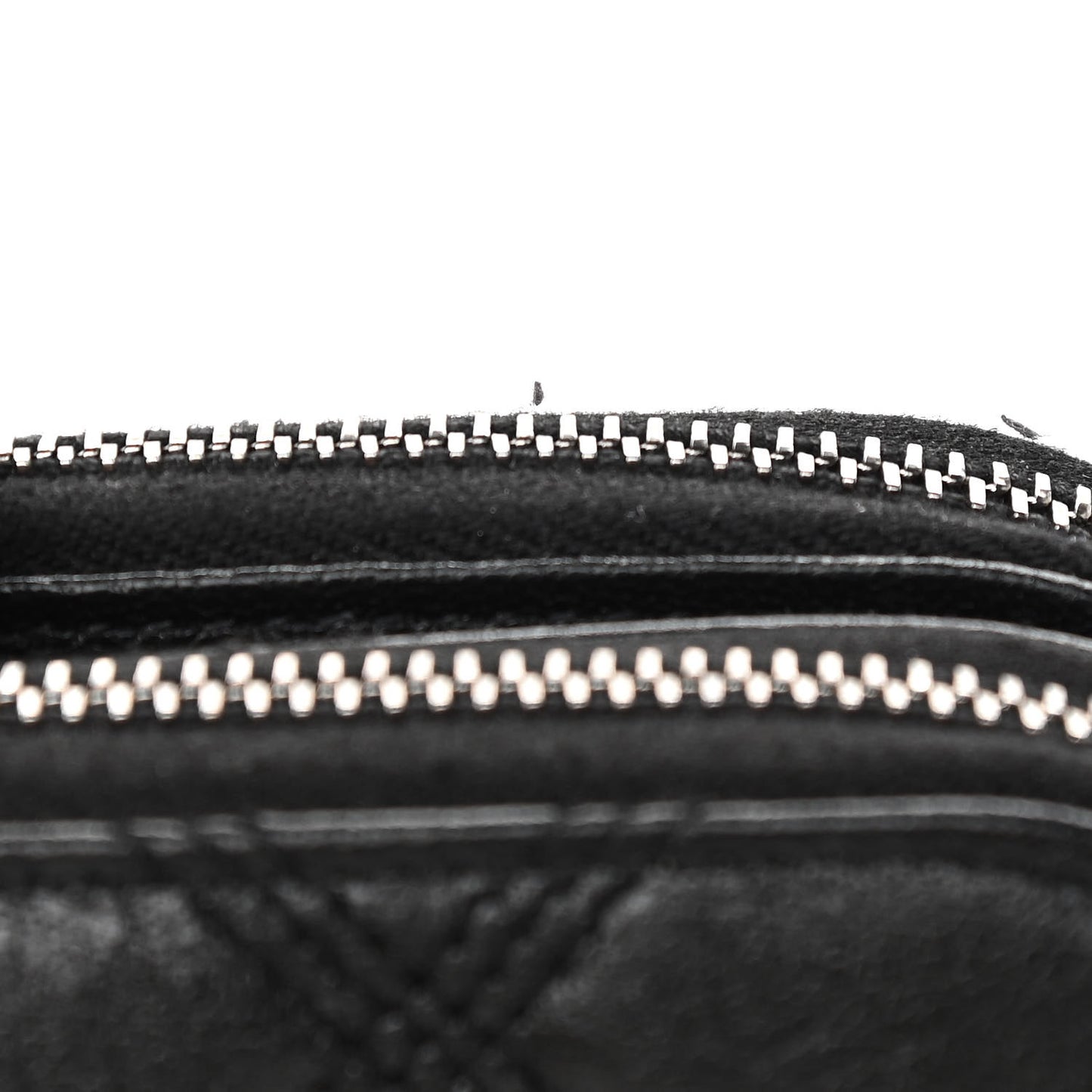 Grained Lambskin Quilted Mini Becky Double Zip Bag Black