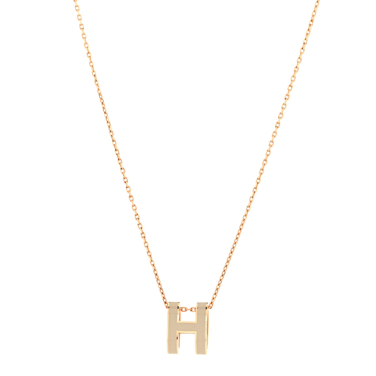 Lacquered Rose Gold Pop H Pendant Necklace Marron Glace