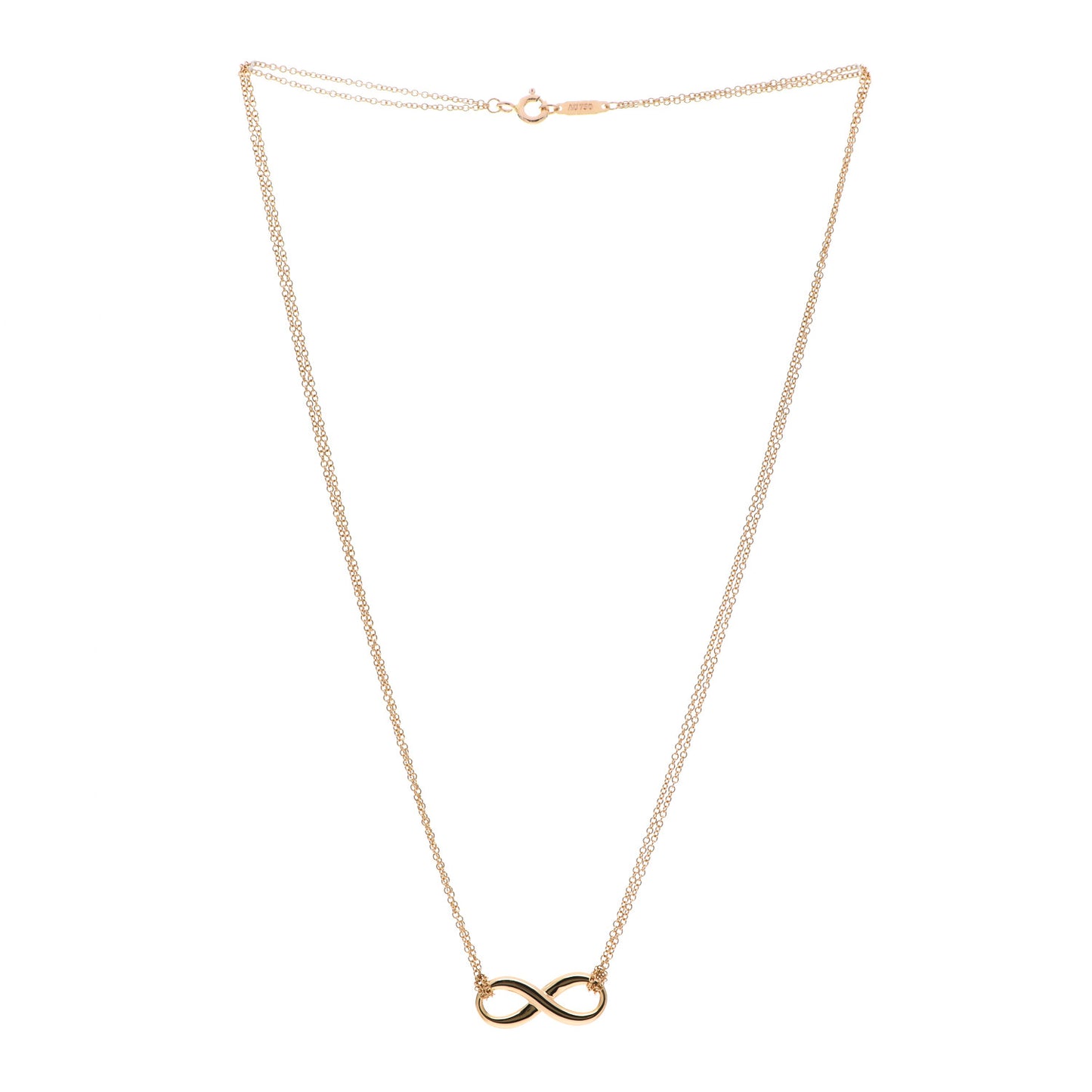 18K Rose Gold Infinity Double Chain Pendant Necklace