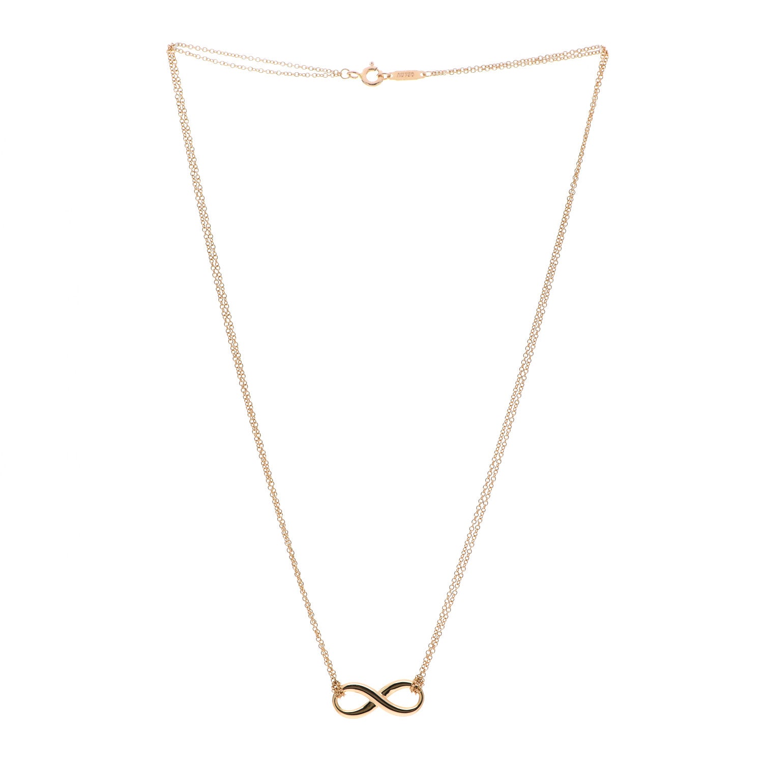 Tiffany 18K Rose Gold Infinity Double Chain Pendant Necklace 3 of 6