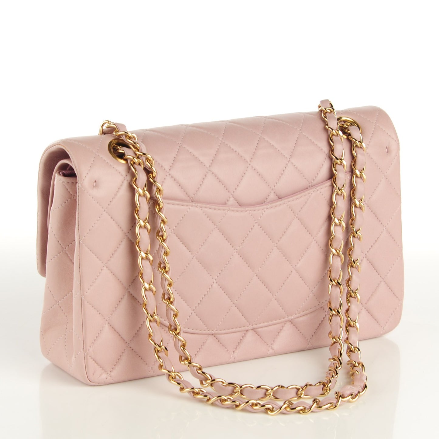 Lambskin Quilted Medium Double Medium Light Pink