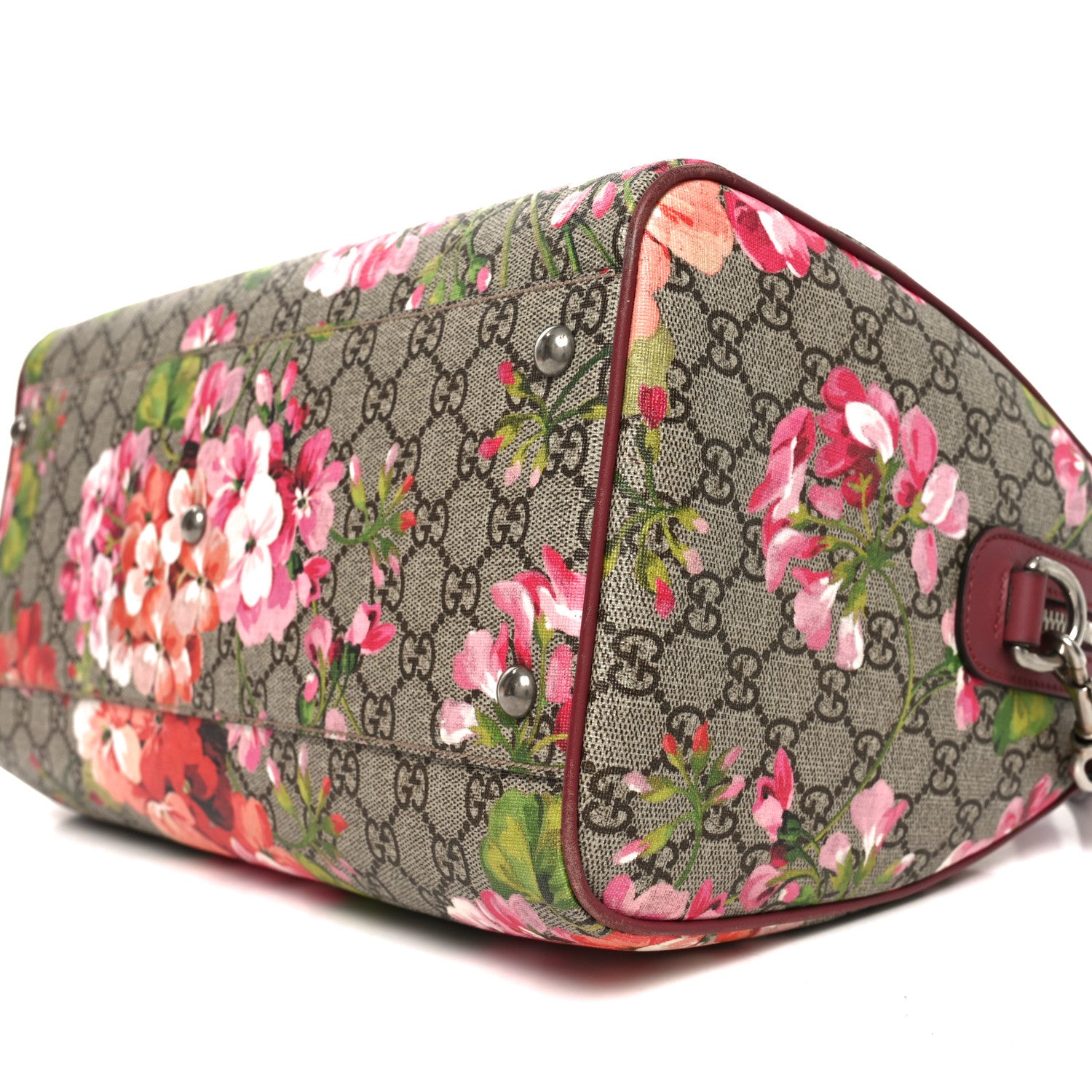 Gucci GG Supreme Monogram Blooms Medium Boston Beige Multicolor Dry Rose 10 of 11