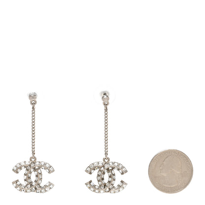 Chanel Baguette Crystal CC Drop Earrings Silver 2 of 4