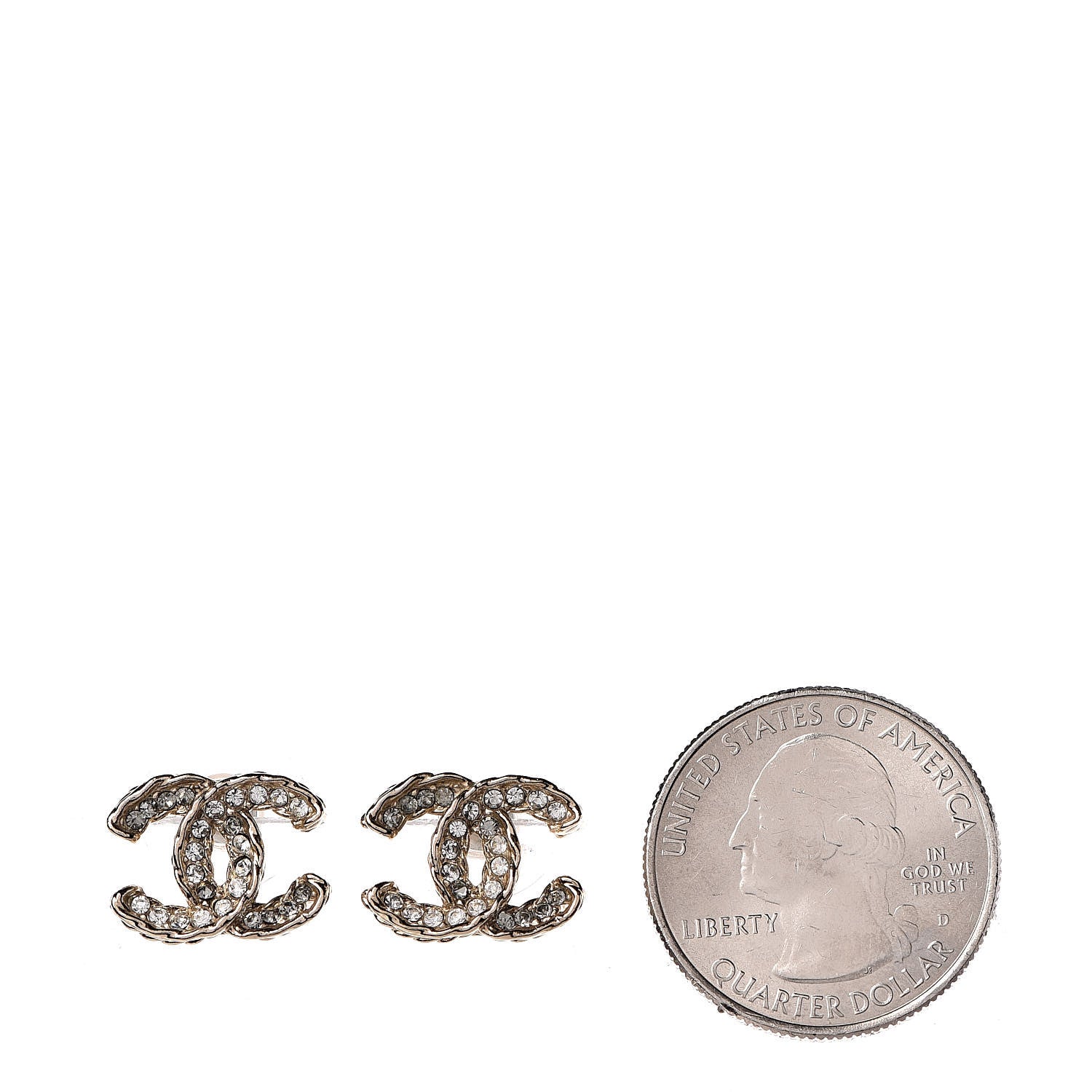 Chanel Crystal CC Earrings Light Gold 2 of 5