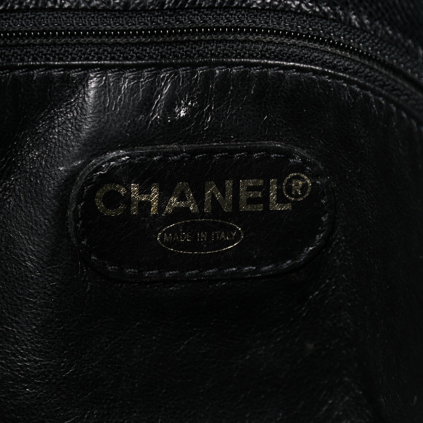 Grained Calfskin Shopping Tote Black