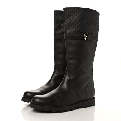 Gucci Calfskin Shearling Microguccissima Knee High Riding Boots 39 Brown 3 of 11