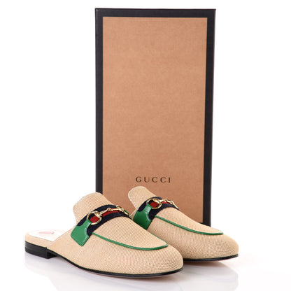 Gucci Canvas Vintage Charlotte Web Womens Princetown Slippers 37 Sand New Shamarock 10 of 10