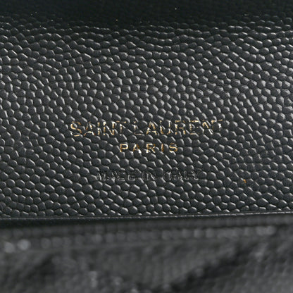 Saint Laurent Grain De Poudre Matelasse Chevron Small Monogram Envelope Wallet Black 6 of 11