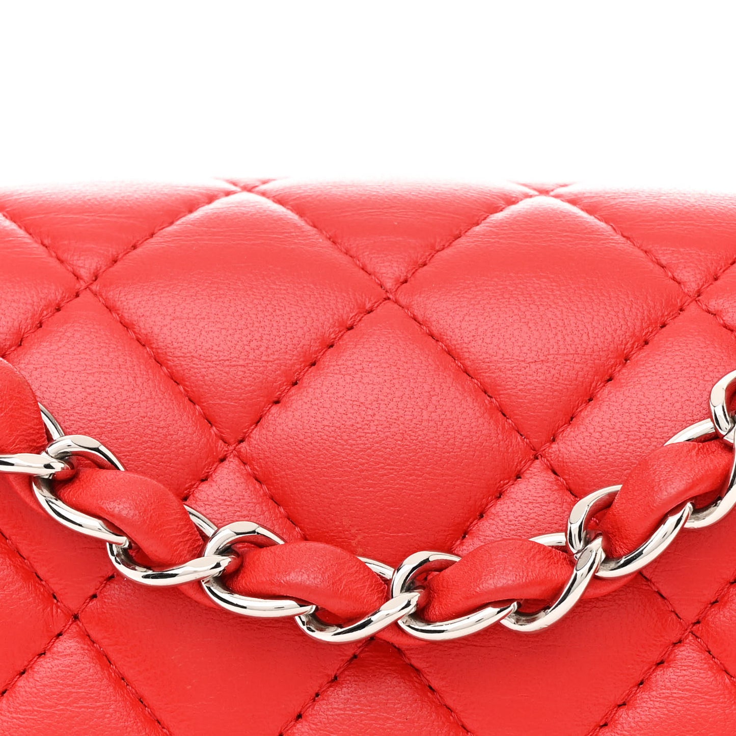 Lambskin Quilted Mini Square Flap Red