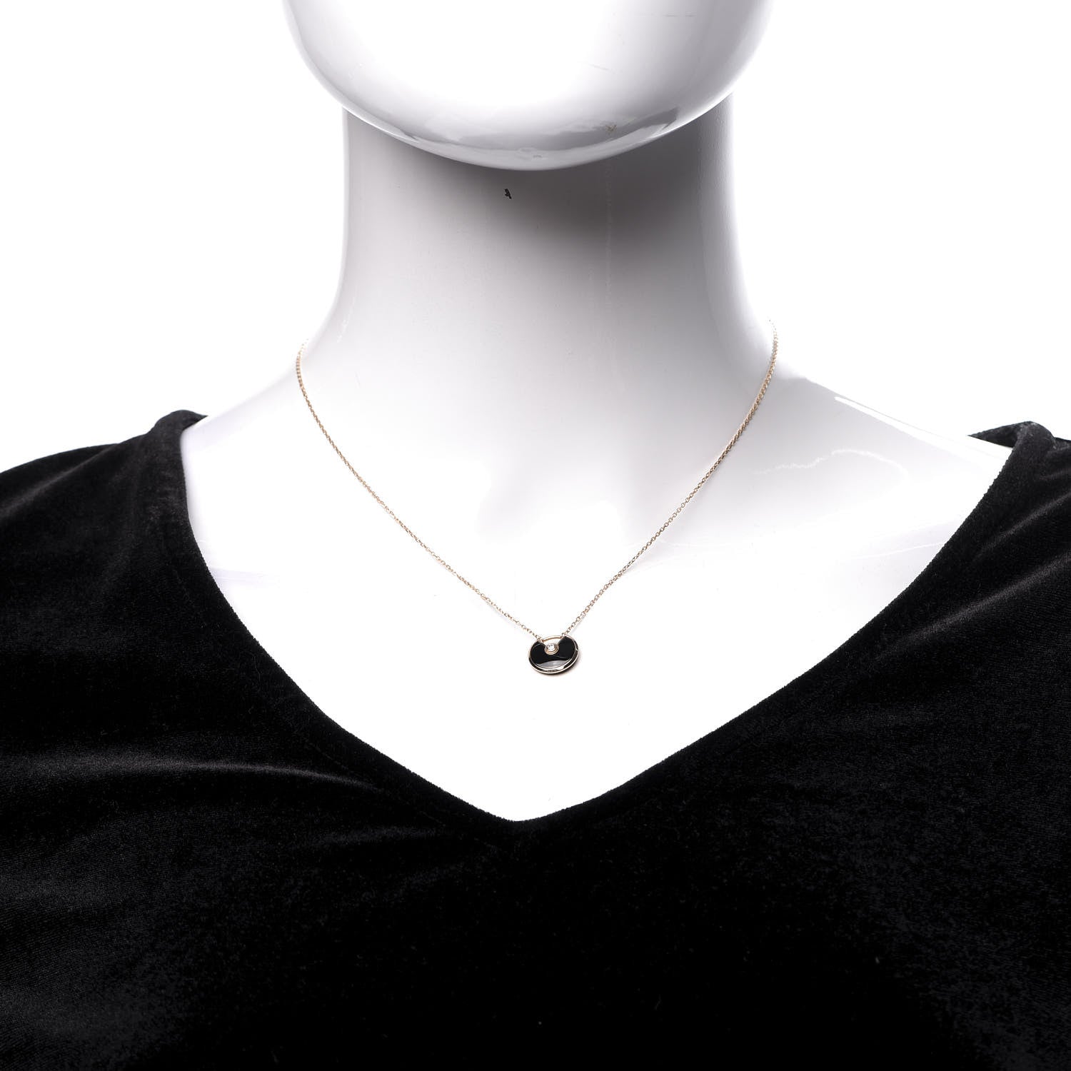 Cartier 18K Pink Gold Diamond Black Onyx XS Amulette de Cartier Pendant Necklace 2 of 6