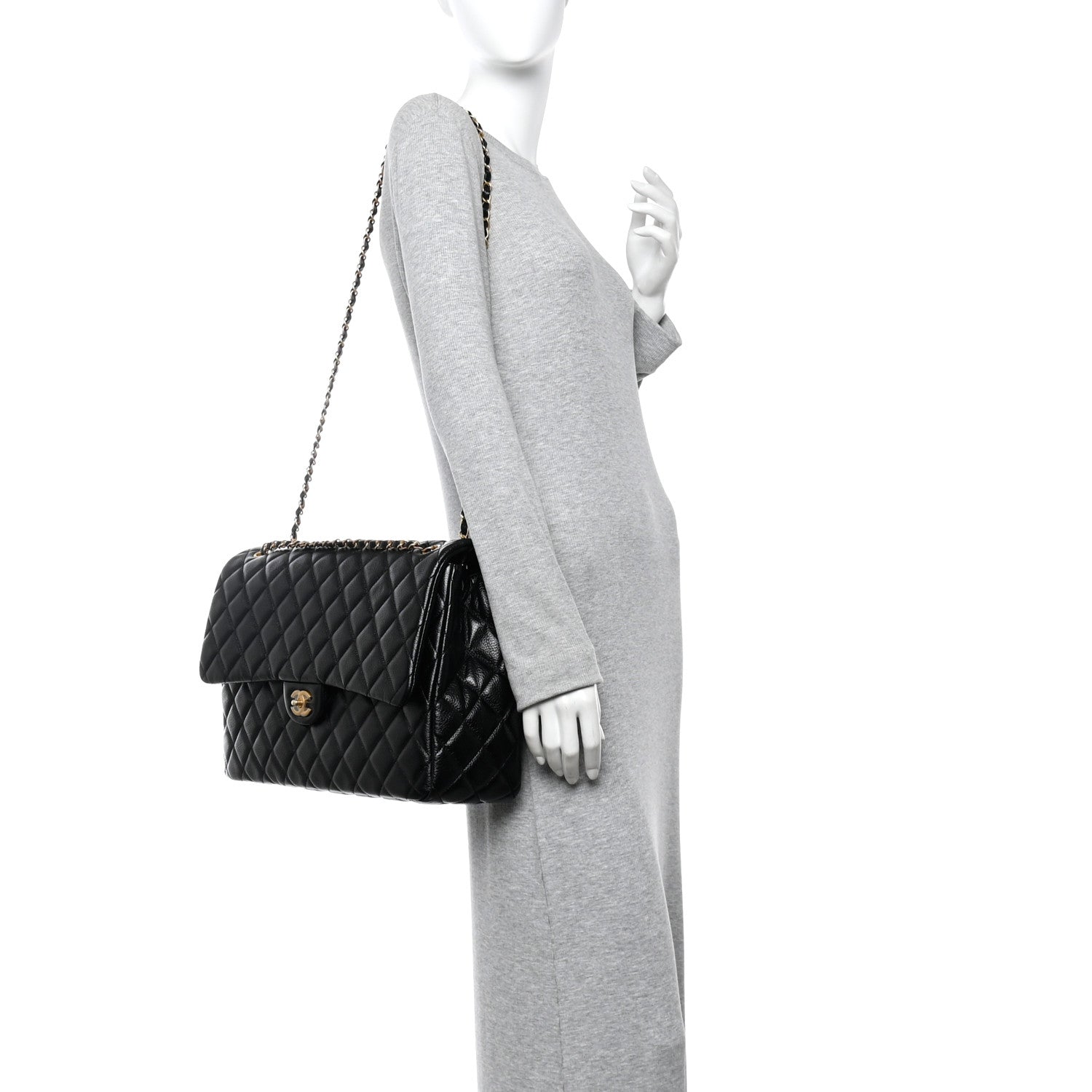 Chanel Grained Calfskin Quilted XXL Travel Flap Bag Black 2 of 10