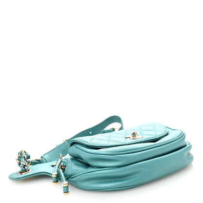 Chanel Metallic Calfskin Flap Chain Waist Bag Turquoise 4 of 11