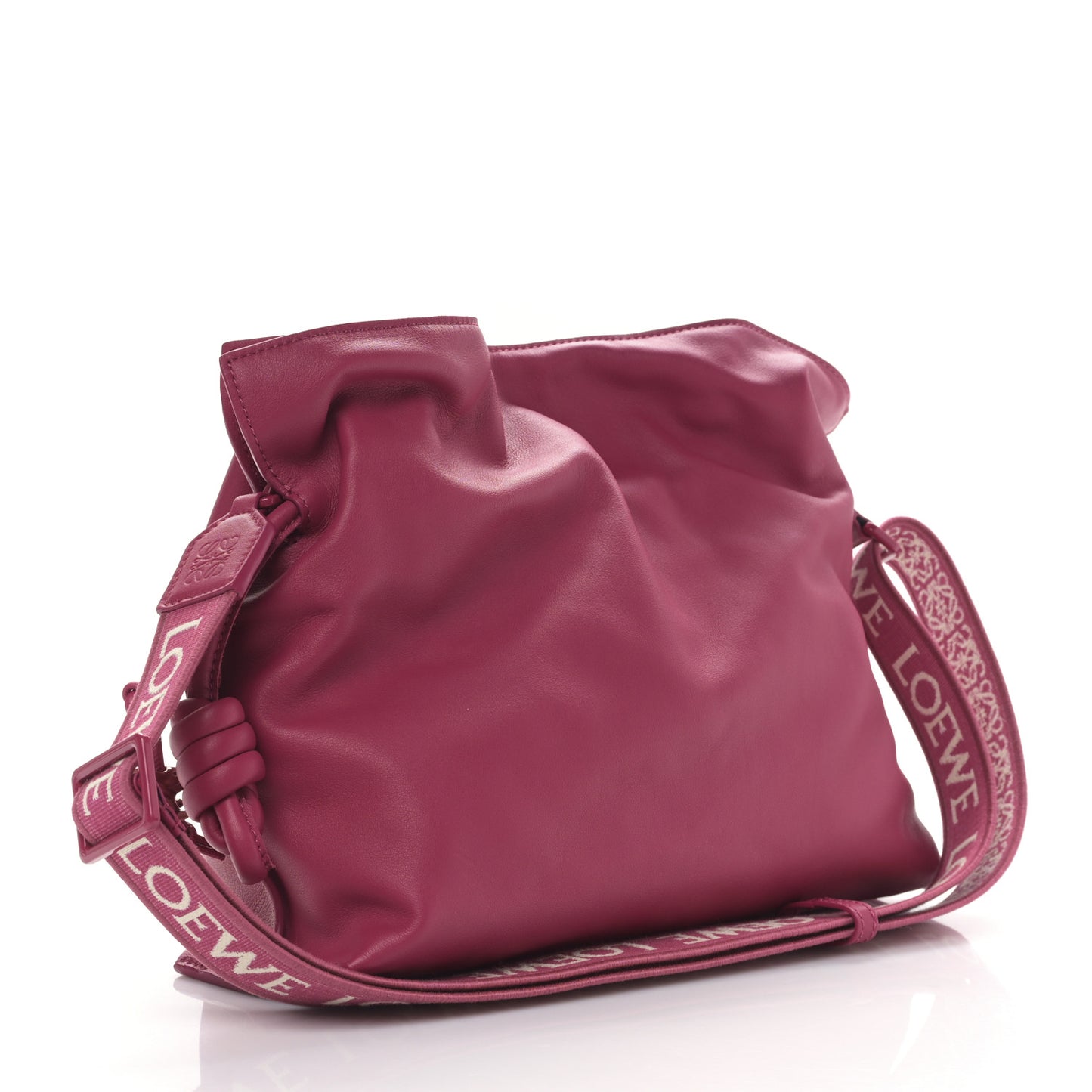 Satin Calfskin Monochrome Flamenco Knot Clutch Ruby Red Glaze