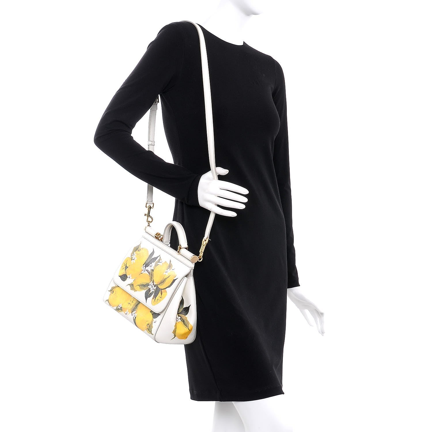 Dolce & Gabbana Dauphine Lemon Print Medium Miss Sicily Satchel White 2 of 12
