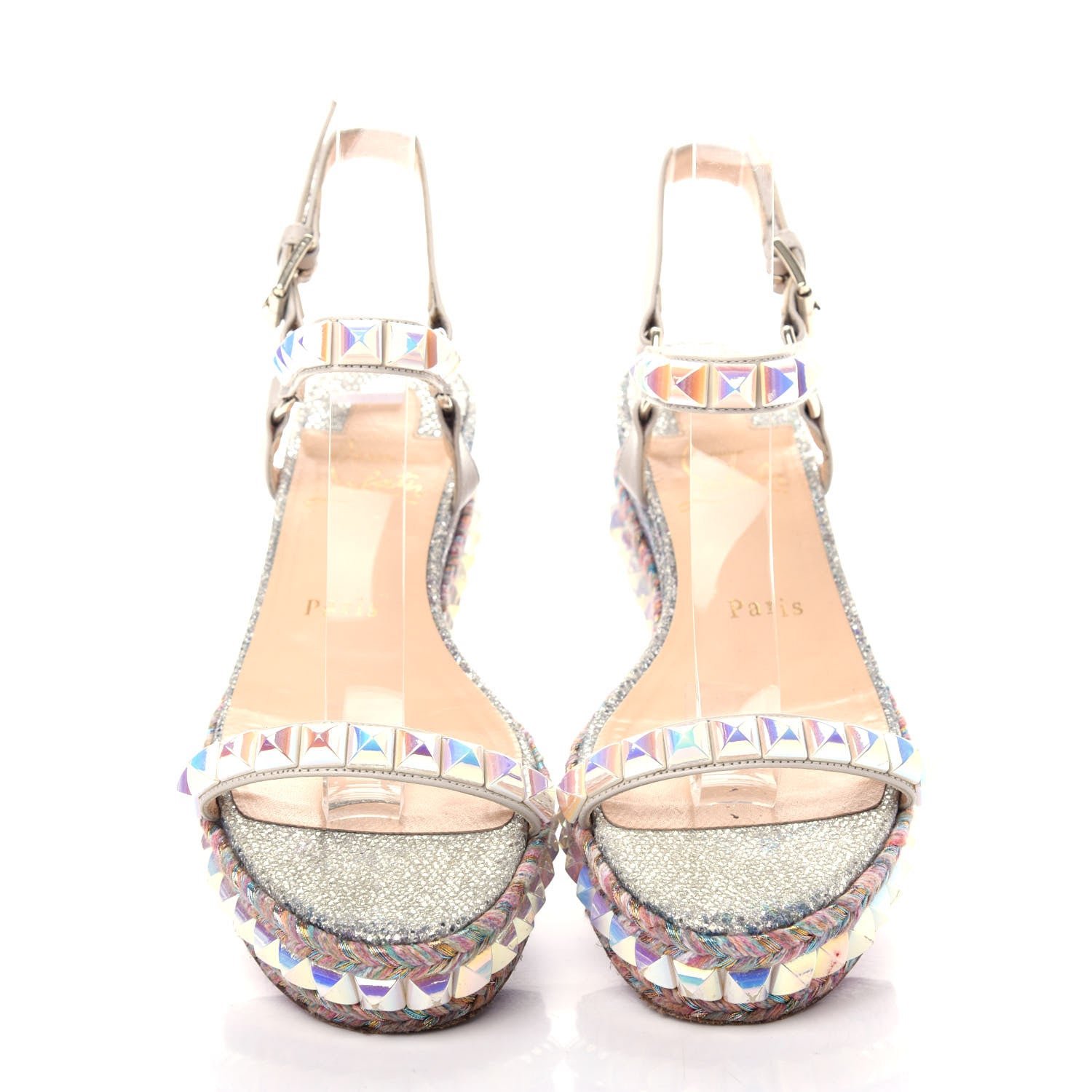 Christian Louboutin Glitter Luminor Cataclou 60 Platform Sandals 37 Navy Dark Gun 5 of 9