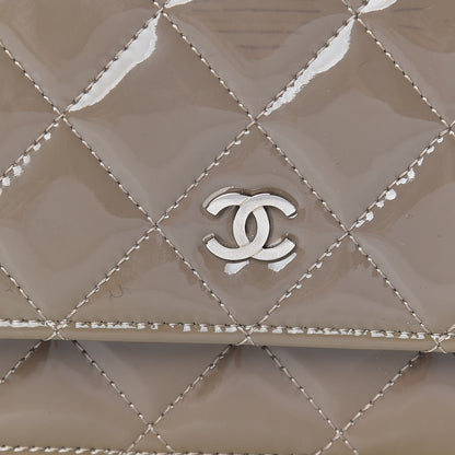 Chanel Patent Quilted Wallet On Chain WOC Grey 11 of 16